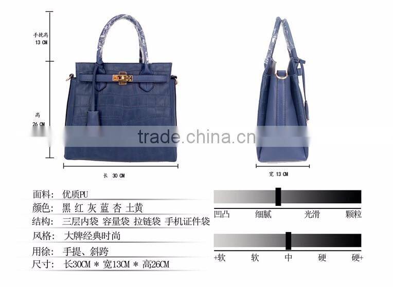 Classical croco ladies handbag set with outside wallet