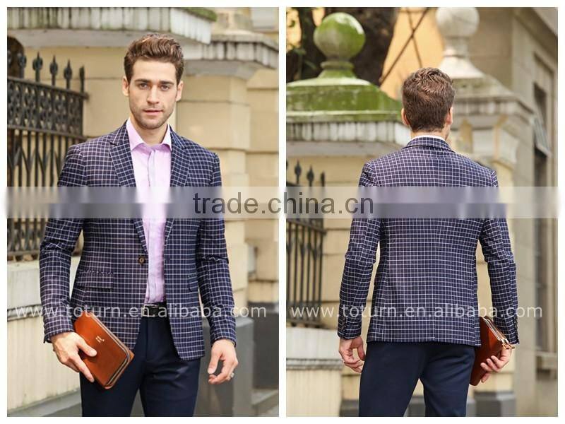 New Style Breathable Tiny Check Fabric Slim Fit Jacket Business Blazer Man Suit