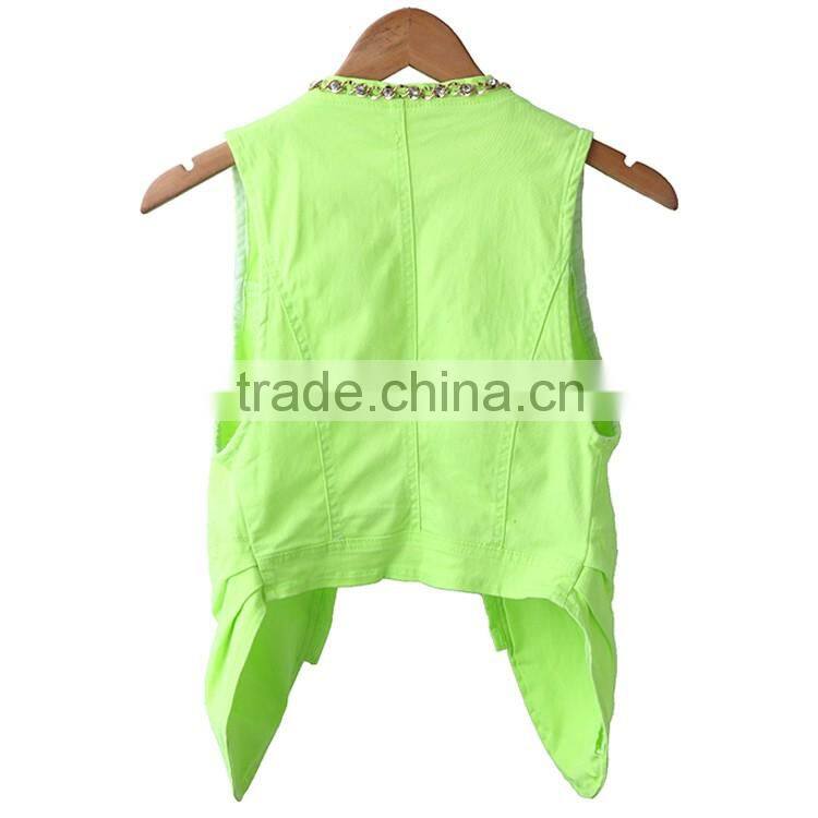 China factory OEM Custom european sleeveless multi-colors woven womens jackets coats lady waistcoat