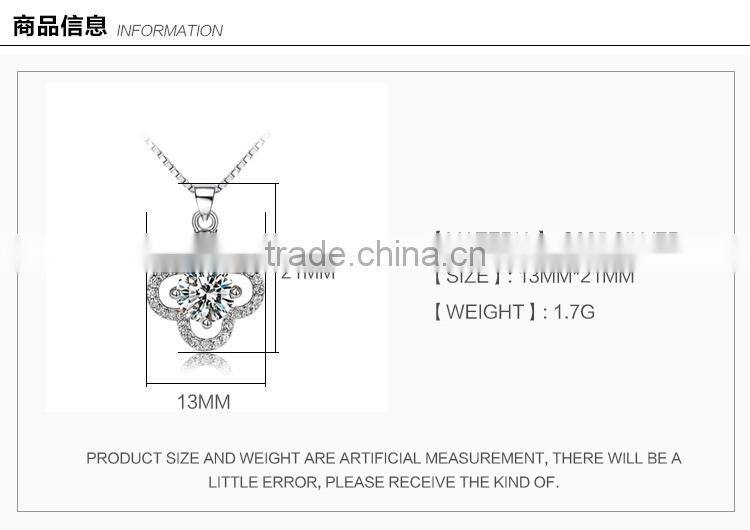 European style Fashion 925sterling silver crytal flower Design Pendant jewellery