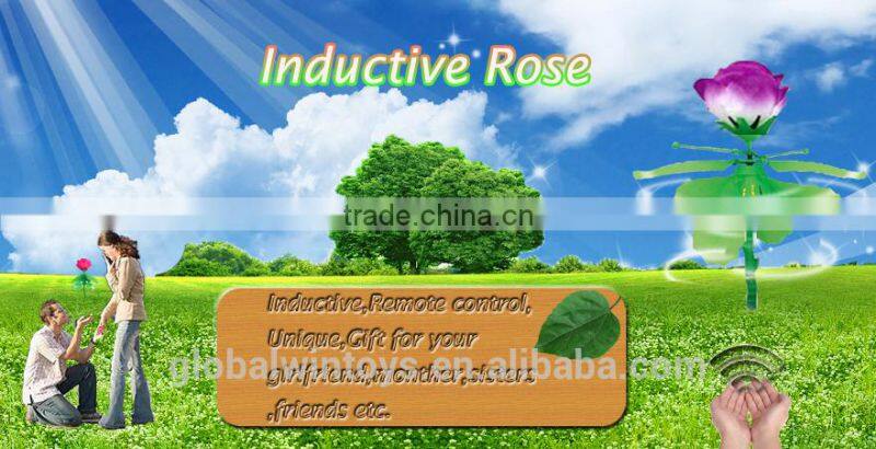 2015 newest unique rc inductive rose flower flying toy for gifts gw-tqy66-r03g