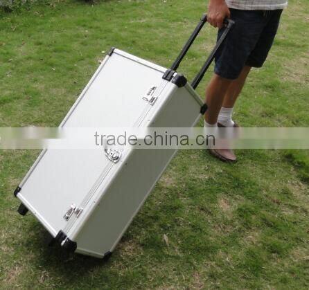 24 Trays Large Aluminum Rolling Jewelry Carrying Case