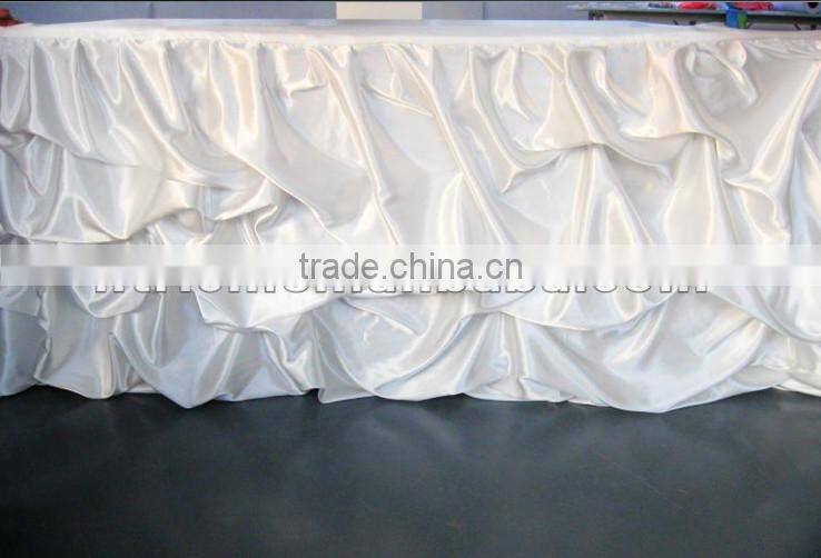 Modern design satin ruffled wedding table cloth