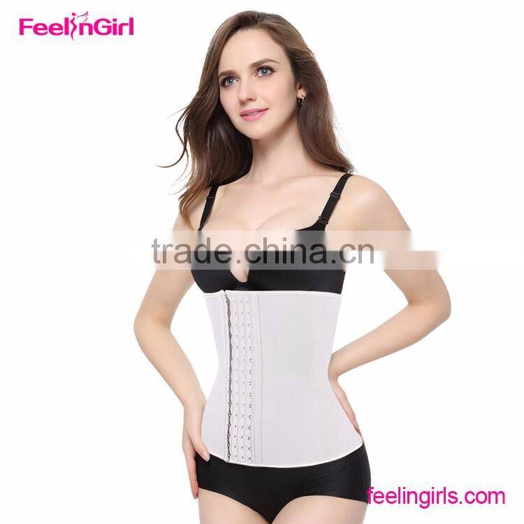 High Quality Nude Latex Rubber 4 Row Hooks Waist Trainer Corset