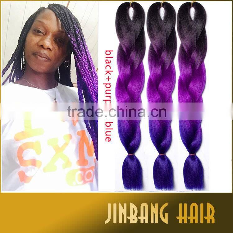Purple Ombre Braiding Hair Two Tone High Temperature Fiber braiding hair 100g/pcs synthetic braiding hair Extensions