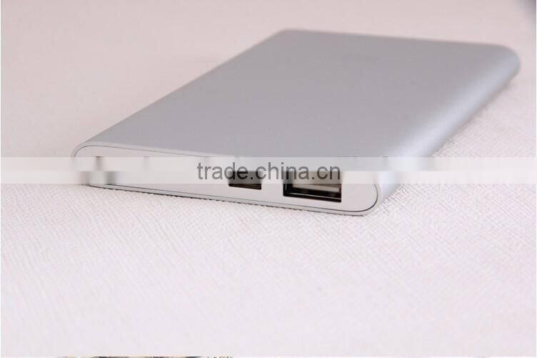 Promotional gift free laser engraving logo mi ultra slim portable powerbank with optional capacity 5000mAh and 8000mAh