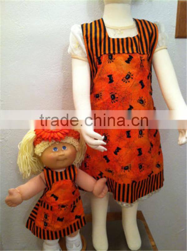 High quality modern hotsell polyester and cotton child adult doll apron set