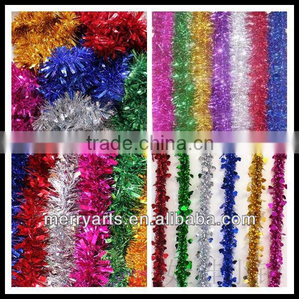 christmas wired tinsel garland shiny colored christmas decoration tinsel
