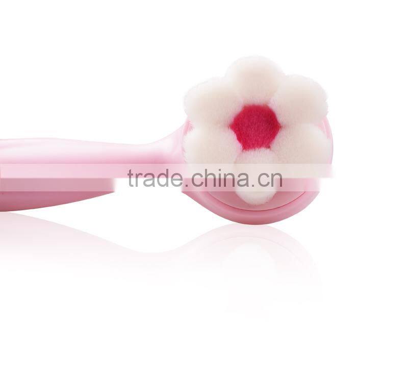 New pink Portable synthetic hair pulm blossom facial cleaning brush