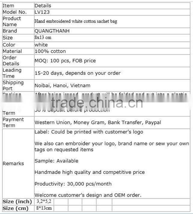 Hand embroidered lavender sachet/bag/pillow-floral embroidery