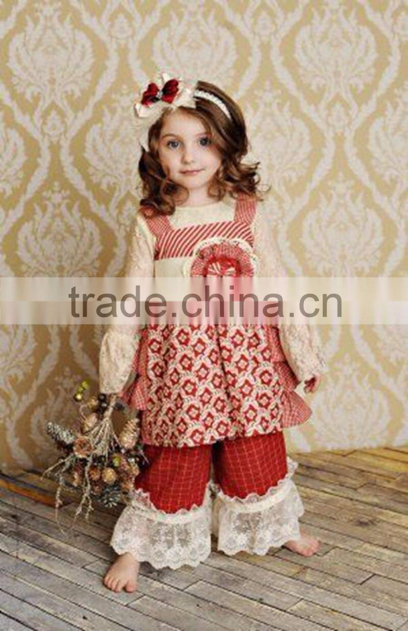 Handmade 100% cotton western girl cat embroidery long sleeve halloween boutique outfit