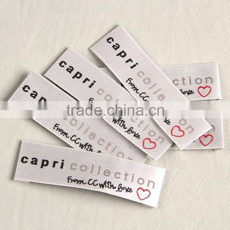 Hangzhou label factory custom woven labels for women wear