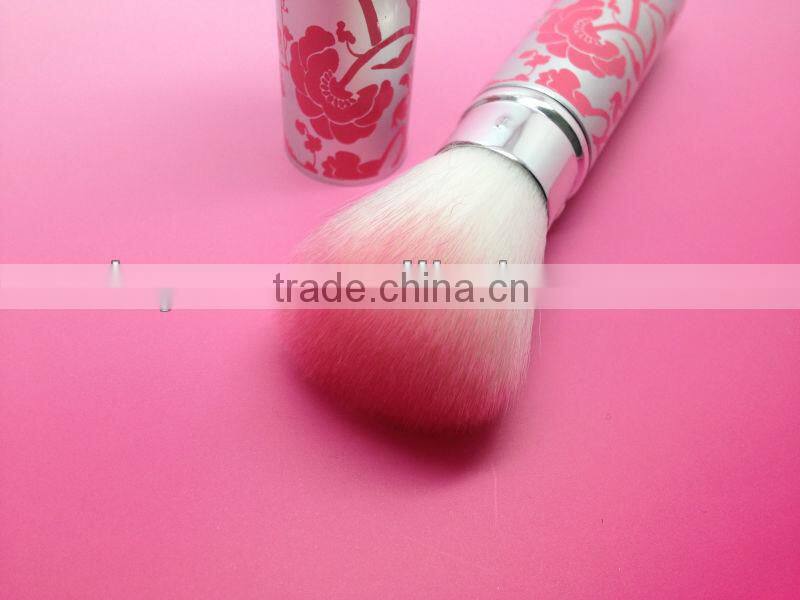 synthetic hair makeup retractable blush brush/cosmetic metal brushes