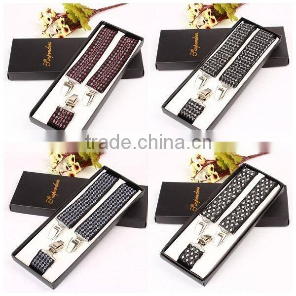 New brand jacquard straps elastic suspenders with a gift box