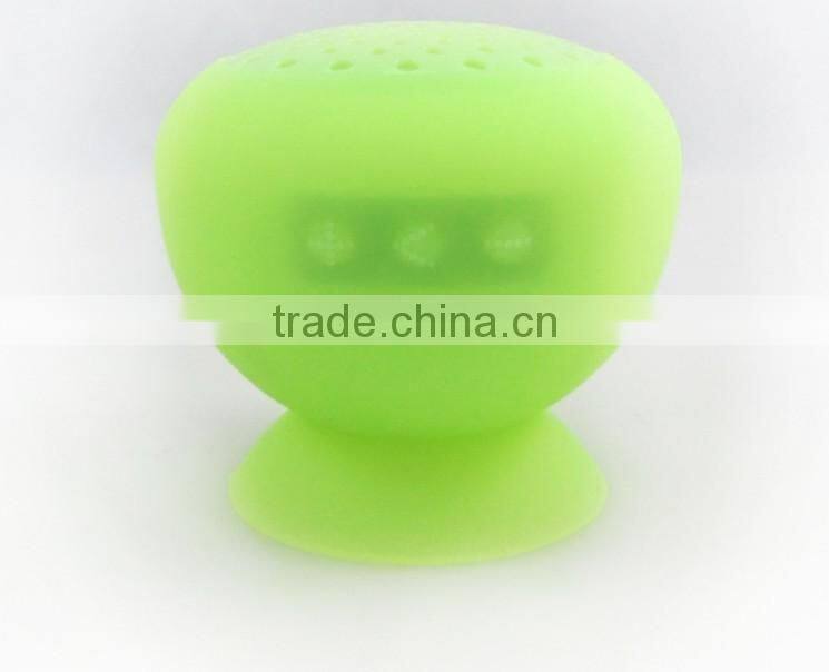 Vibrant green mini dustproof bluetooth speakers with suction cup hands free wall speakers