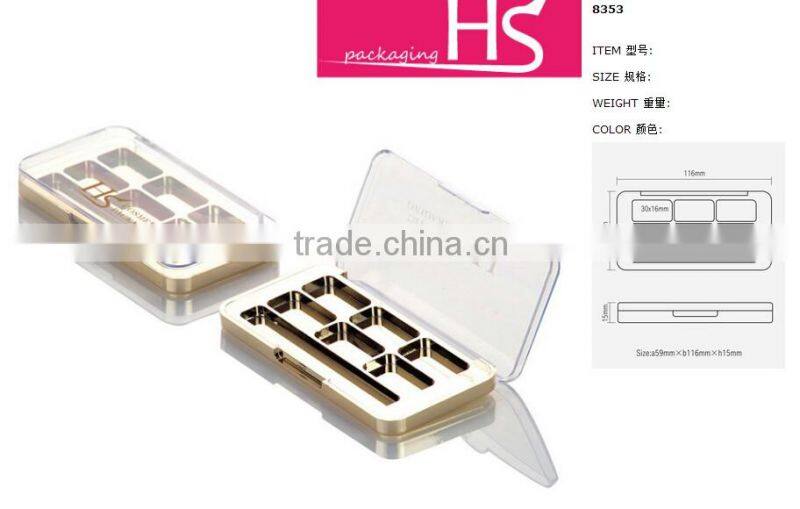 Custom Luxury Gold 6 Color Empty Eyeshadow Container