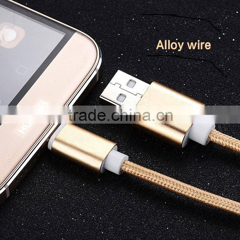 Nylon Braided fast charging micro usb data cable for samsung