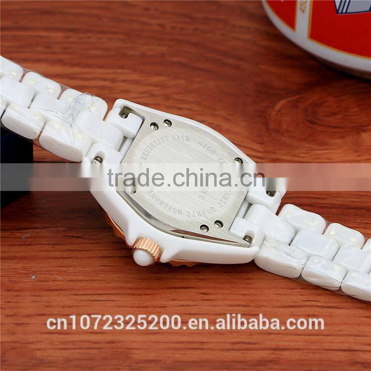 2016 BOSCEN Ladies Fashion White Ceramic Crystal Diamond Watches 3atm Water Resistant