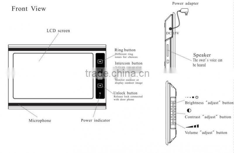 ID card unlock Color Video Door Phone 9 Inch LCD 4 to 4 Intercom System Video Door Bell ring doorbell video