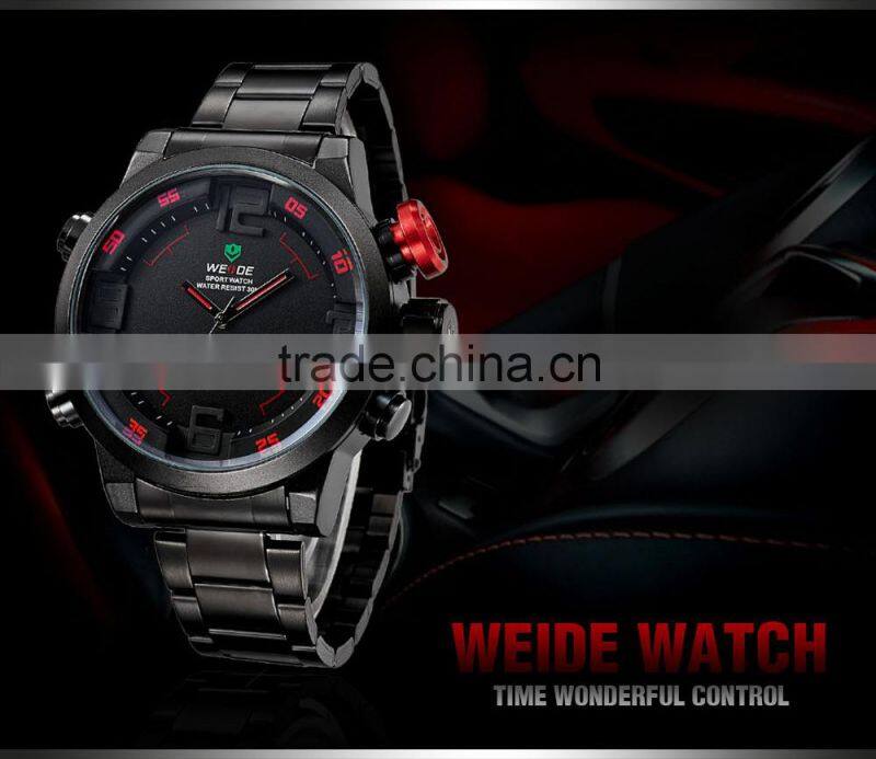 WEIDE 2309B New Arrival 2015 Full Stainless Steel Big Dial, led brand men wrist watch