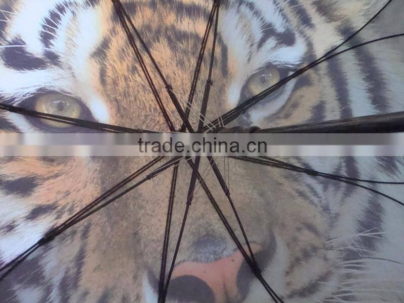 full digital walking stick lotus frame fibergalss one piece cover printed umbrella