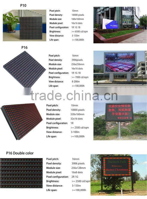 Outdoor single color (red, green, yellow) p10 led display module