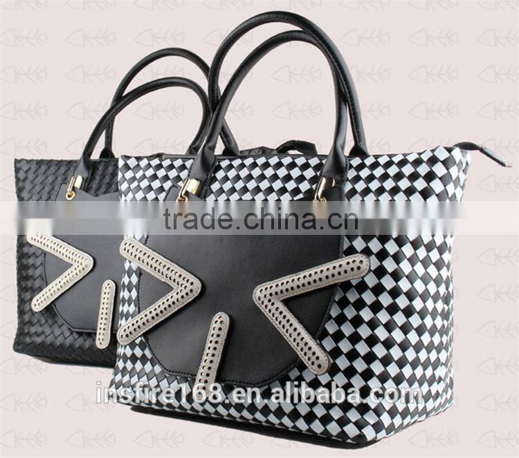 Alibaba China supplier cat kittey weave handbags braid shopping tote bag large