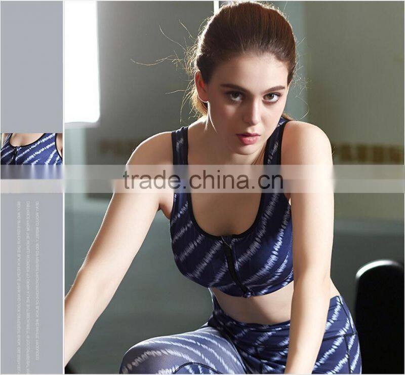 customized zipper women push up sexy sport fitness bra