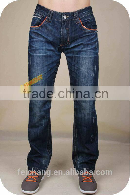 hot model latest design wrinkled straight jeans denim jeans
