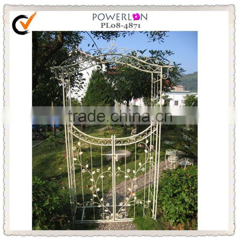 Metal Garden Arch and Gate, White, Round Top, Perfect For Various Climbing Plant