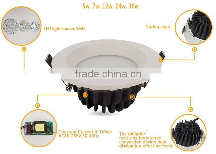 recessed 3inch 4inch 5inch 6inch 8inch 5w 7w 12w 24w 30w dimmable smd led downlight