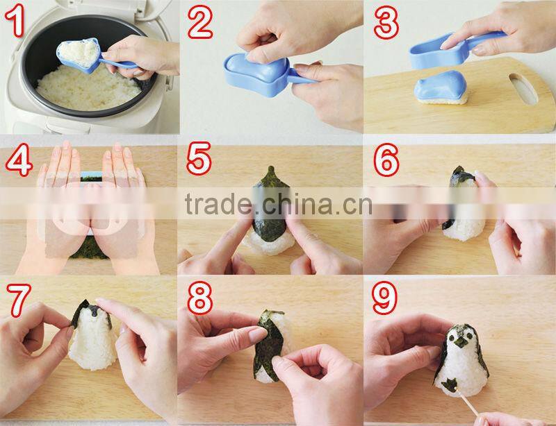 japanese food kitchenware best cookware cutter set animal baby penguin toy rice ball set Baby penguin onirigi