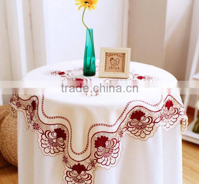 2015 embroidery table cloth factory, 100% polyester table cloth