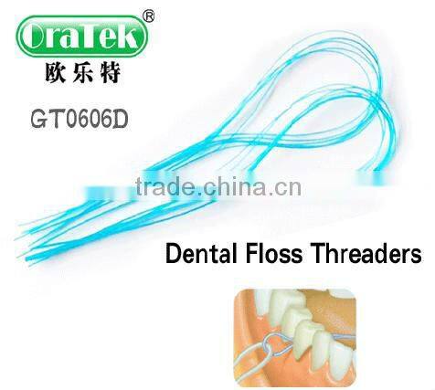 OEM Color Oral Care Durable Dental Floss Threader Plastic Flosser Thread Holder GT0606D
