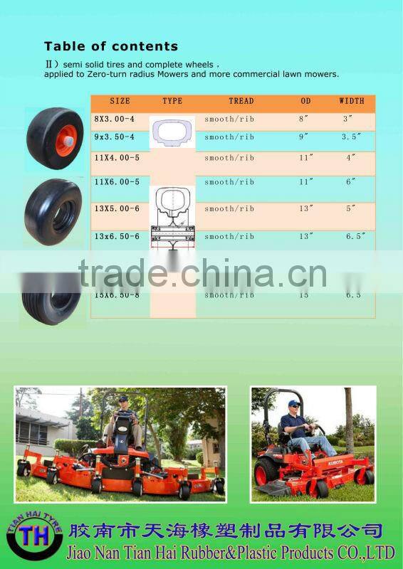 4x1inch flat free rubber tire with smooth tread for material handling equipment