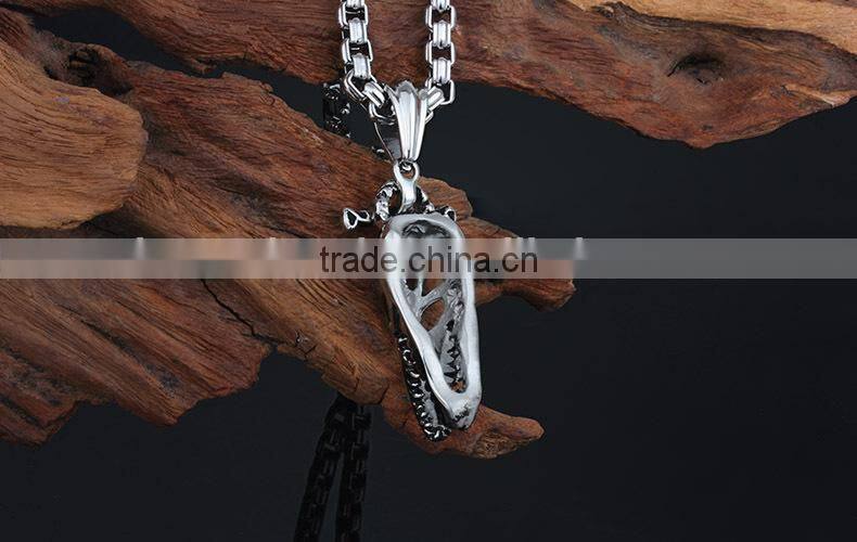 KSTONE 316L Stainless Steel Dinosaur Shape Rock Punk Skull Pendants