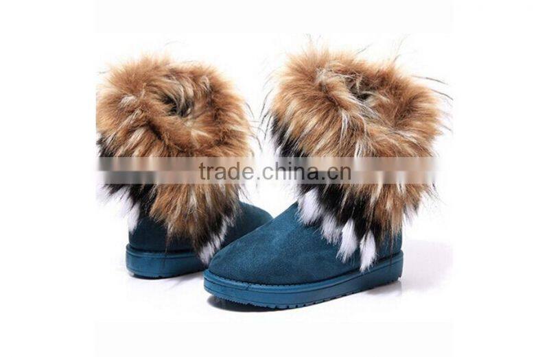 2015 Free Shipping Women Winter Fur Flat-Bottomed Short Cotton-Padded Winter Snow Boots