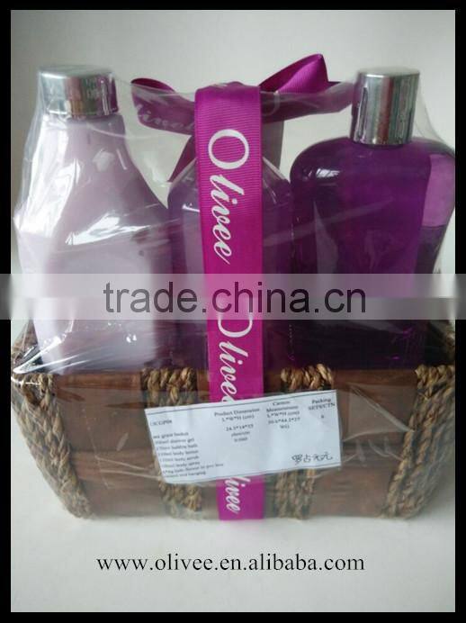 grape berry fragrance whitening moisturizing bath set with sea grass basket
