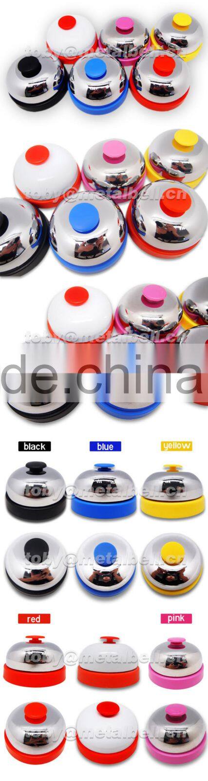 silver table bell , 75mm diameter chrome plated with ABS base for reception
