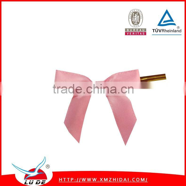 ribbon bow with wire twist tie/ribbon bow pre-made bow for wine bottle