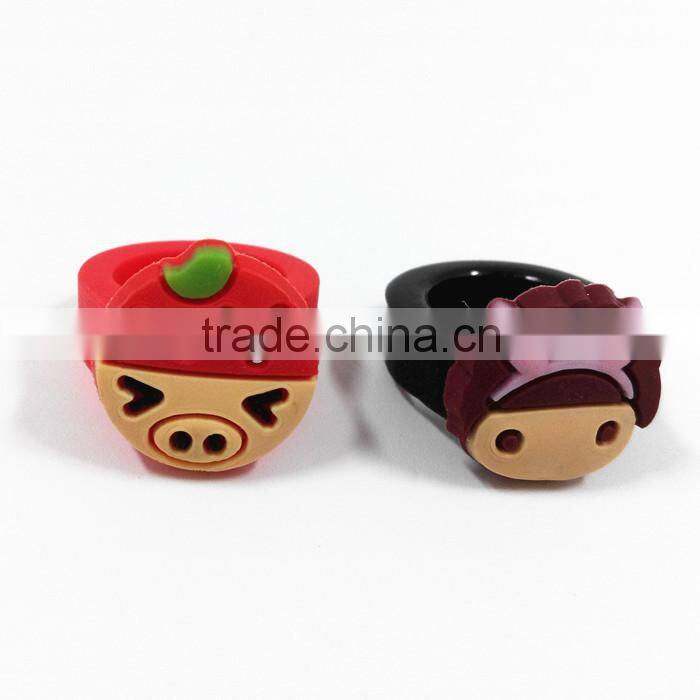 Wholesale personalized cartoon kids rings silicon rubber pvc souvenir finger ring