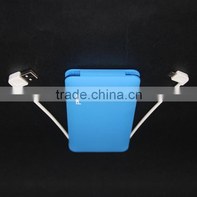 5000mah Ultra Slim Ultra Compact Power Bank External Battery Portable Battery with Built-in Micro Usb Cable