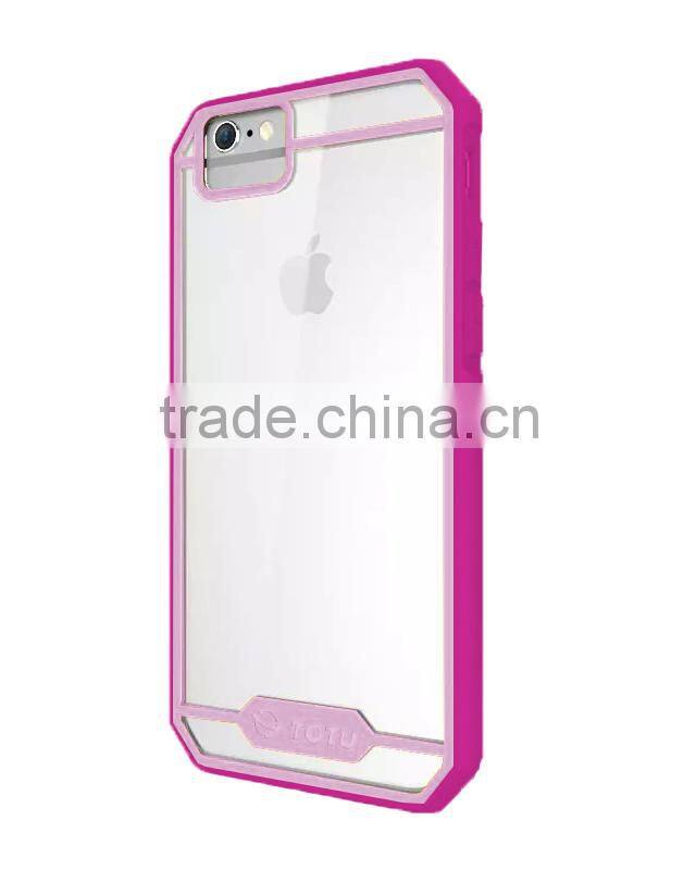 For Apple iPhone 6 Bumper Case, Fashion Hybrid Color Clear Hard Case with TPU Side Bumper Cover Case For Apple iPhone 6 4.7 5.5