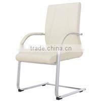 White Leather Wood Back Office Chair Plywood