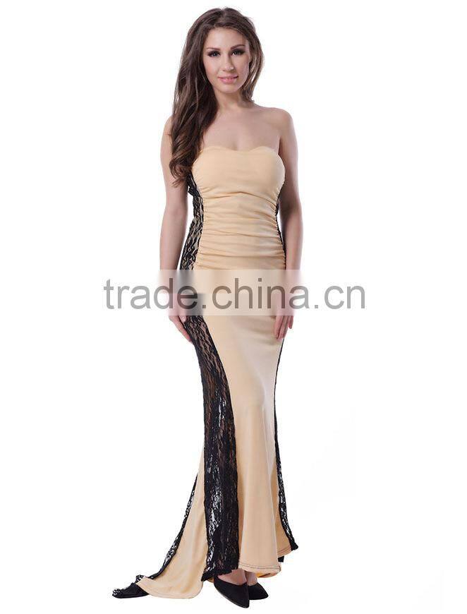 2016 New arrival fashion design prom dress strapless long red evening dress