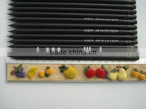 2015 promtional office supply printed black wood pencil with eraser for advertising