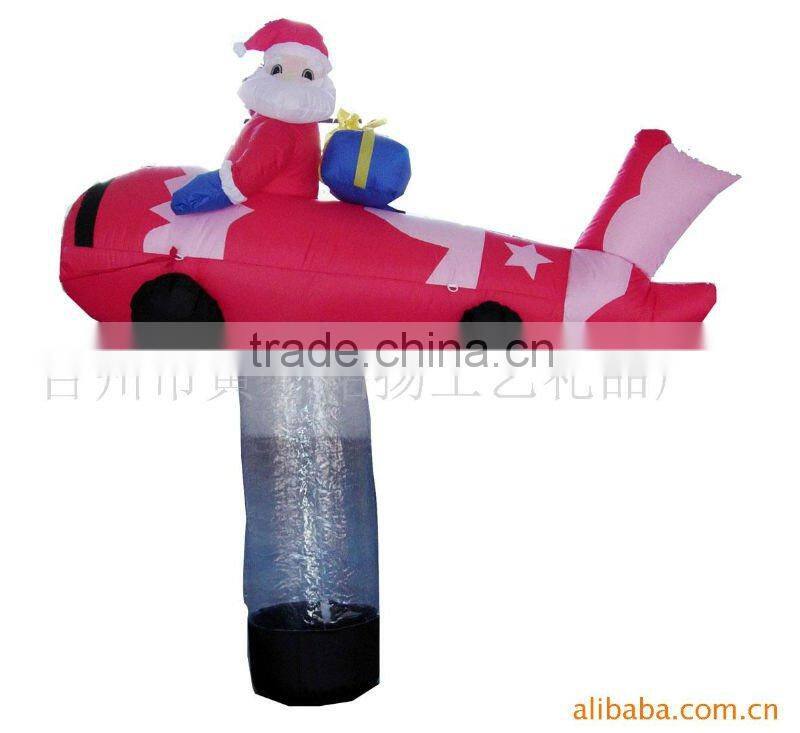 Inflatable santa in Helicopter