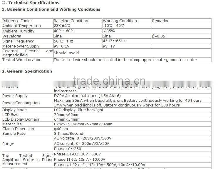 ETCR4200 Double clamp digital phase meter Clamp meter
