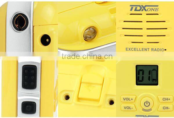 Mini Yellow UHF 450-470MHz16CH FM Scan Monitor Emergency Alarm Flashlight Function Walkie Talkie