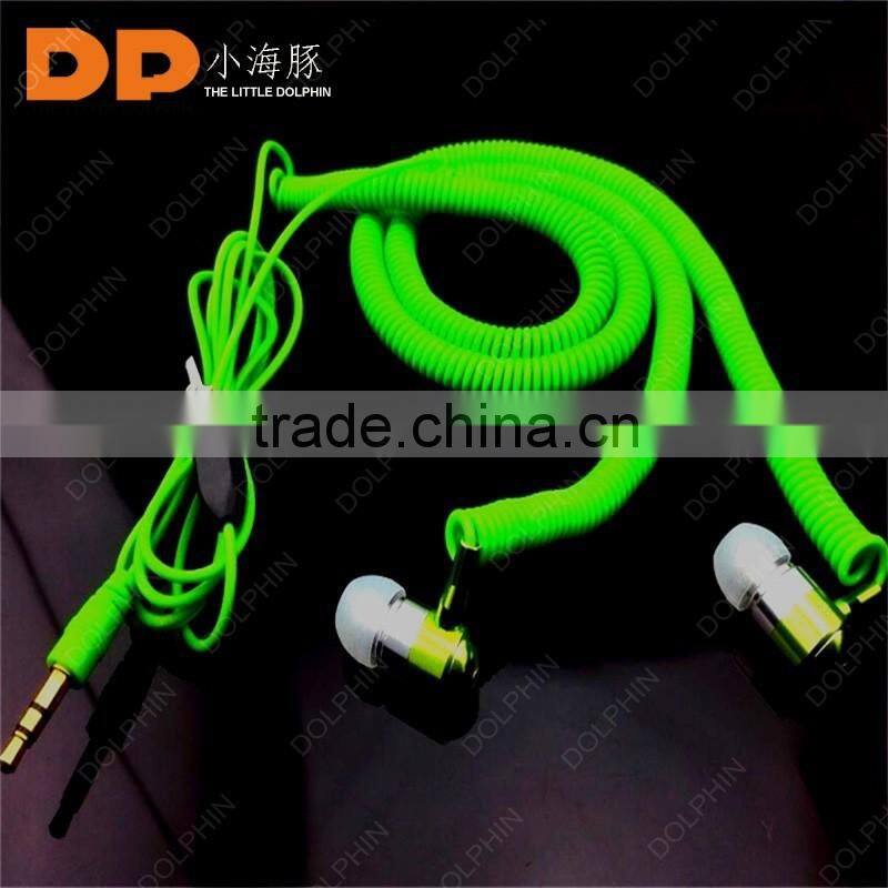 China supplier noise cancelling spring extension cable metal earbuds in ear earphone